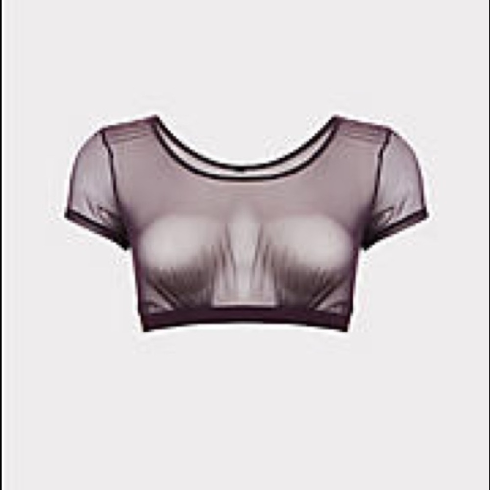 Torrid PURPLE MESH SHORT SLEEVE UNDER-IT-ALL CROP TOP - Picture 3 of 4